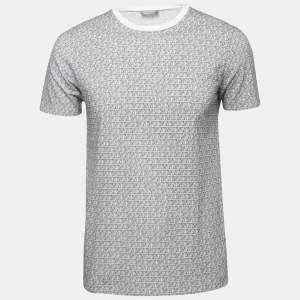 Dior Homme White Newave Print Cotton Crew Neck T-Shirt S