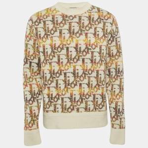 Dior Homme Multicolor Oblique Rib Knit Crew Neck Sweater M