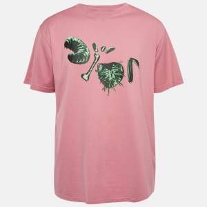 Dior Homme X Travis Pink Printed Cotton T-Shirt L