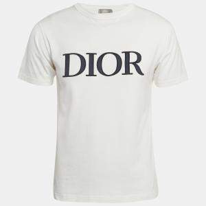 Dior Homme White  Logo Embroidered Cotton T-Shirt XS