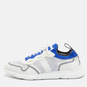 Dior Homme White/Blue Knit Fabric and Neoprene B21 Neo Sneakers Size 45