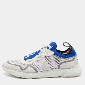 Dior Homme White/Blue Knit Fabric and Neoprene B21 Neo Sneakers Size 41