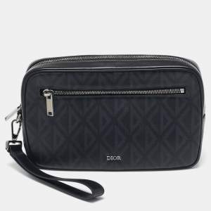 Dior Black CD Diamond Coated Canvas and Leather Toiletry Pouch