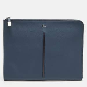 Pre Owned Dior Dark Blue Leather Document Case