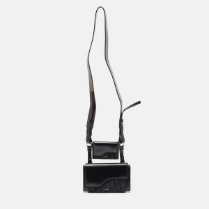 Dior Black Oblique Canvas and Leather Elite Pouch Crossbody Bag