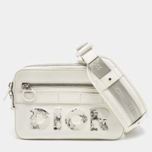 Dior x Daniel Arsham White Leather Safari Messenger Bag