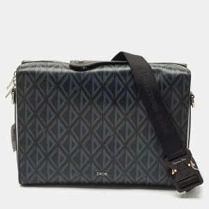 Dior Black PVC Coated Canvas CD Diamond Lingot Messenger Bag
