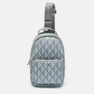 Dior Grey CD Diamond Coated Canvas Mini Rider Sling Bag