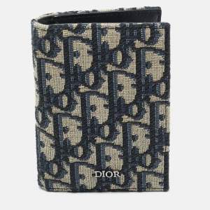 Dior Beige/Black Oblique Canvas Vertical Bifold Card Holder