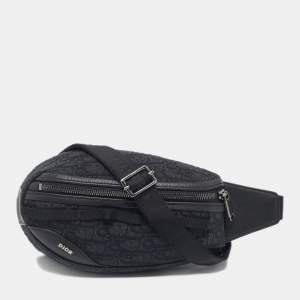 Dior Black Oblique Canvas and Leather Scarab Body Bag