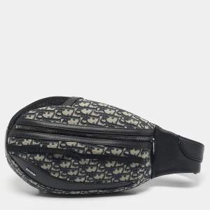 Dior Navy Blue Oblique Canvas Scarab Crossbody Bag