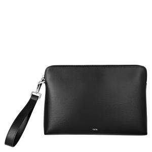 Dior Black Calf Leather Embossed Clutch Bag 