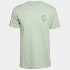 Pre Owned Dior Homme Mint Green CD Diamond Embroidered Cotton T-Shirt XXS