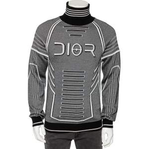 Dior Monochrome Intarsia & Technical Knitted Turtleneck Sweater L