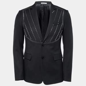 Dior Homme Black Wool Metal Studded Single-Breasted Jacket S