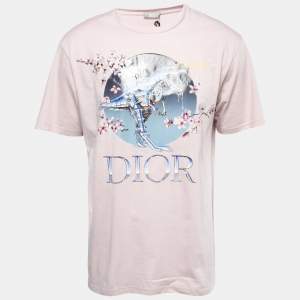 Dior Homme Pink Cotton Graphic T-Shirt L