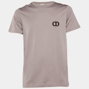 Dior Homme Mauve Purple Logo Embroidered Cotton Knit T-Shirt M