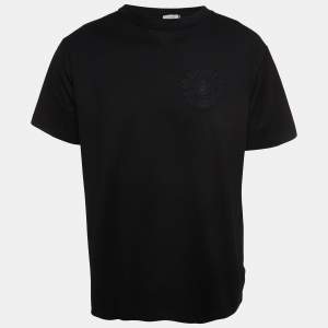 Dior Homme Black Embroidered Cotton Crew Neck T-Shirt S