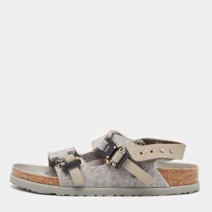 Dior Grey Fur Buckle Slingback Sandals Size 40