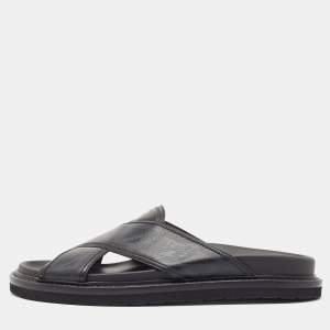 Dior Black Canvas Aqua Flat Slides Size 41