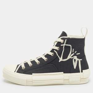 Dior Black Canvas Jack B23 High Top Sneakers Size 41.5