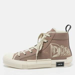 Dior Beige Canvas AsteroDior B23 High Top Sneakers Size 45