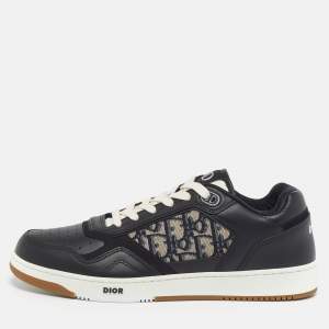 مملوكة مسبقًا Dior b27 Size 43 Black Oblique Canvas and Leather Lace Up Sneakers