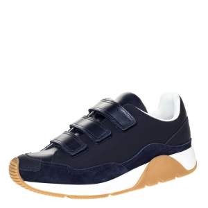 Dior Blue Leather Velcro Strap Platform Sneakers Size 40