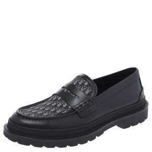 Dior Black Canvas And Leather Explorer Loafers Size 42
