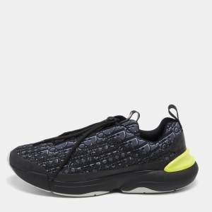 Dior Blue/Black Oblique Cannage Neoprene And Rubber B24 Low Top Sneakers Size 45