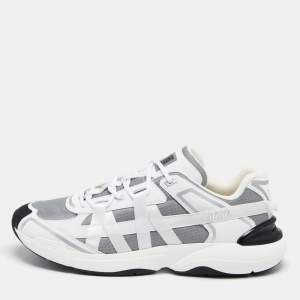 Dior White/Grey Leather And Mesh B24 Runtek Up Sneakers Size 45