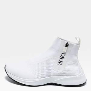 Dior White Knit Fabric B25 High Top Sneakers Size 42