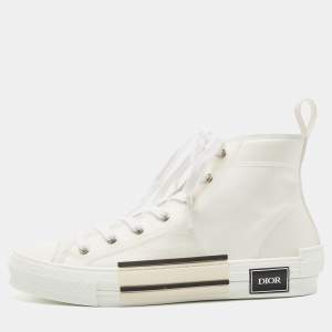Dior White Canvas and PVC B23 High Top Sneakers Size 42