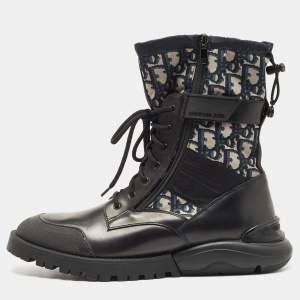 Dior Black Canvas and Leather Explorer Ankle Boots Size 42