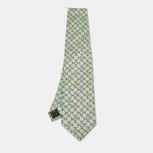 Dior Green Vintage Floral Jacquard Silk Traditional Tie