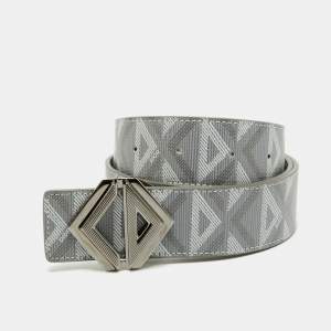 Dior Grey Printed Coated Canvas Diamond Buckle Waist Belt 90CM