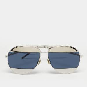 Pre Owned Dior Blue/Silver Tone 010 KU DiorSplit1 Aviator Sunglasses