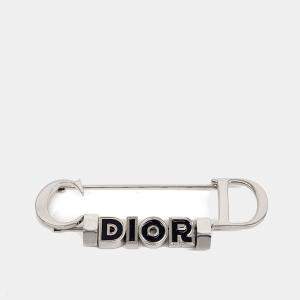 Pre Owned Dior Logo Silver Brooch
