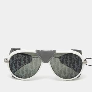 Pre Owned Dior White/Black DiorSnow A1I Aviator Sunglasses