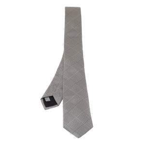 Pre Owned Dior Monochrome Prince of Wales Silk Skinny Tie