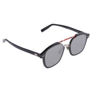 Pre Owned Dior Homme Black Metal Tone AL13.13 Mirror Square Sunglasses