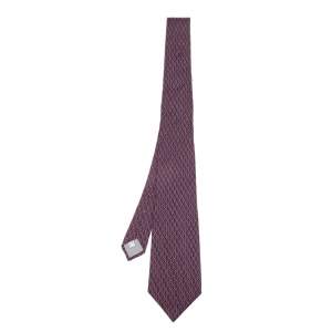 Dior Red & Blue Geometric Print Silk Tie