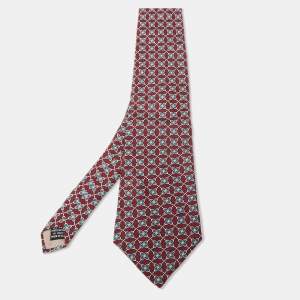 Dior Red Printed Silk Traditional Tie 