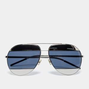 Dior Silver Tone/ Dark Blue 010KU Dior Split 1 Aviator Sunglasses