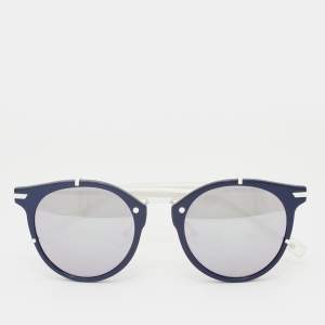 نظارة شمسية ديور 0196S مستديرة عاكسة أزرق كحلي ولون أبيض/أسود