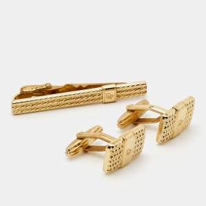 Dior Monsieur Vintage Chain Link Motif Cufflinks & Tie-Clip Set