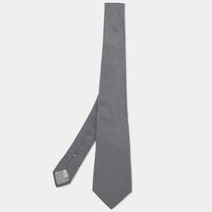 Dior Homme Navy Blue Zig Zag Pattern Silk Tie