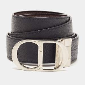 Dior Navy Blue/Blue Leather CD Reversible Belt 