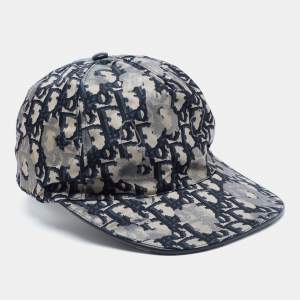 Dior Homme Navy Blue Oblique Camo Print Baseball Cap L