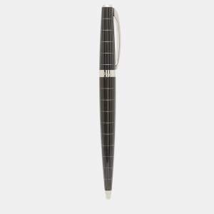 Dior Black Composite Grid Silver Tone Ballpoint Pen
